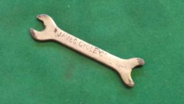 VINTAGE SMALL NICKEL PLATED JAMES CYCLE CO LTD SPANNER